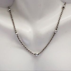 Sterling Silver Beaded Rope Necklace